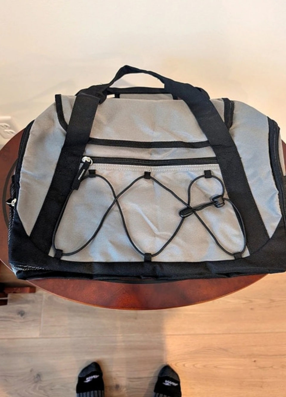 Gym Duffle Bag 18" Water Resistant With Shoe Compartment Grey And Black
